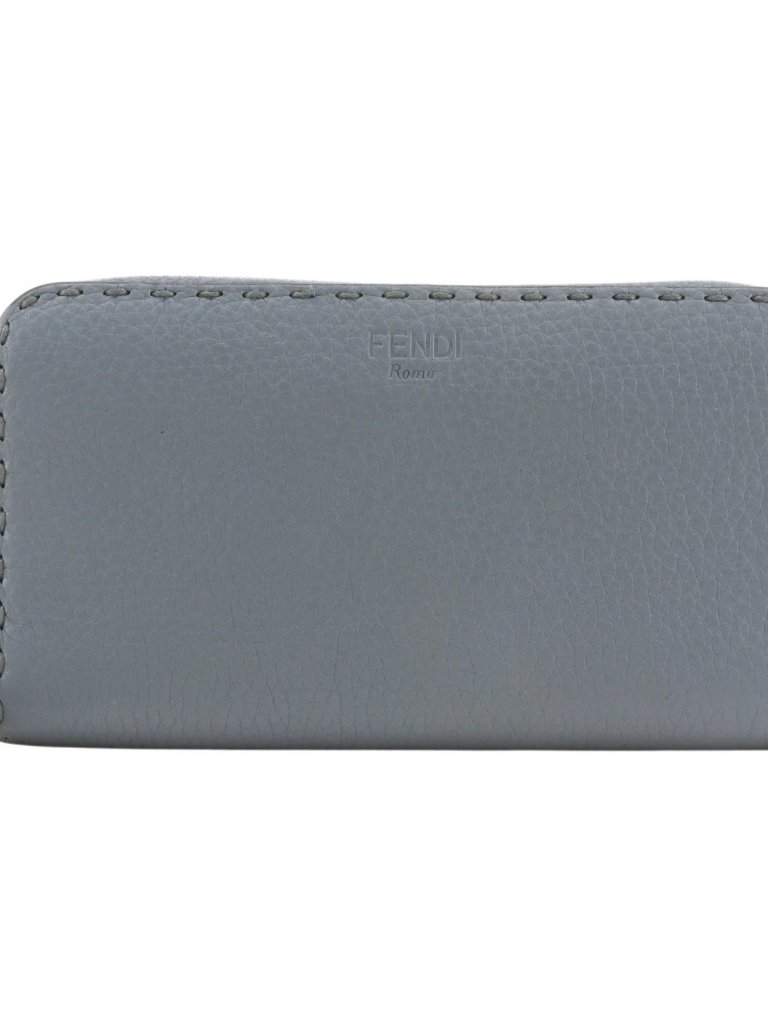 Fendi Zip Around Purse 8m0374 Celeria Light Blue Leather Women
